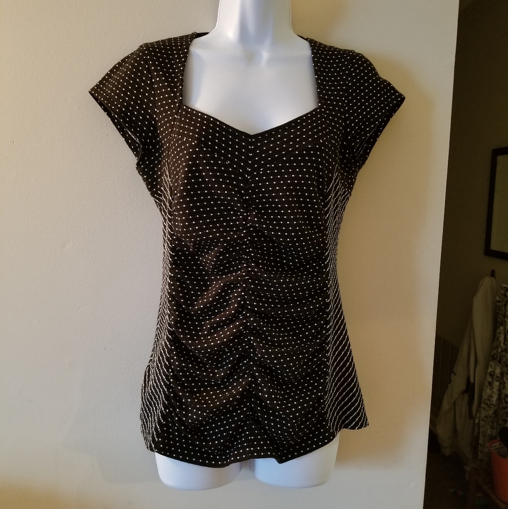 Postage stamp cinched polka dot top